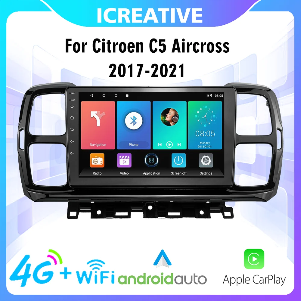 

For Citroen C5 Aircross 2017-2021 GPS Navigation Car Multimedia Player 2 Din Android 4G Carplay Car Radio Head Unit With Frame