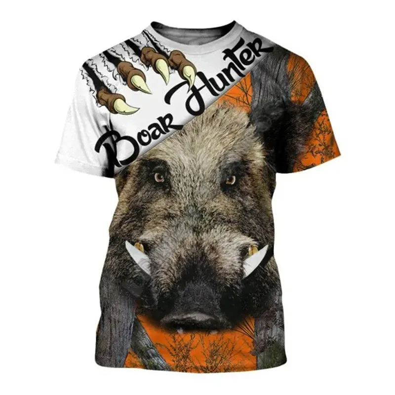 

Summer Men's T-shirt Animal Fishing Tools Print Pattern Male Short Sleeve Oversized Streetwear Top Slim Fit and Breathable Tees