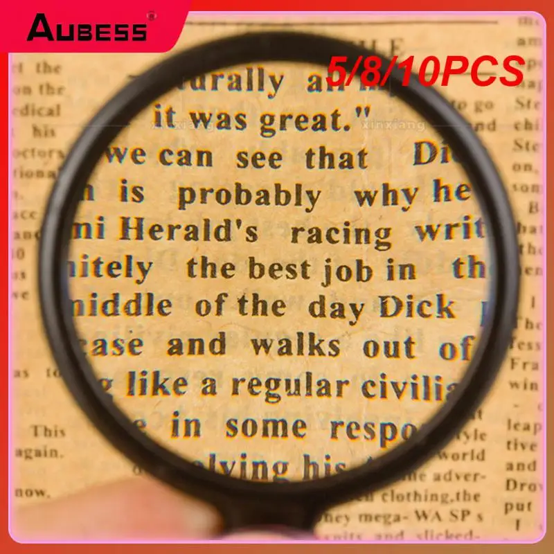 

5/8/10PCS 50mm Magnifier Leather Folding Mini Magnifying Glass Faux Durable Portable Car Accessories Faux Leather Cover