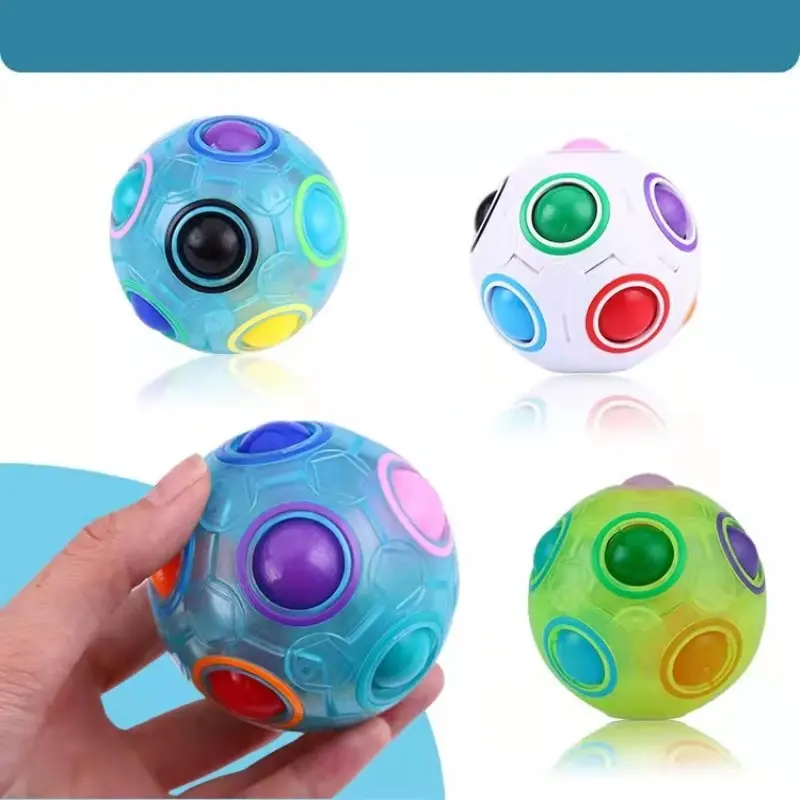 

New Style Kids Adult Stress Reliever Rainbow Puzzl Magic Ball Gifts Children's Plastic Squeeze Rotary Decompression Fidget Toys