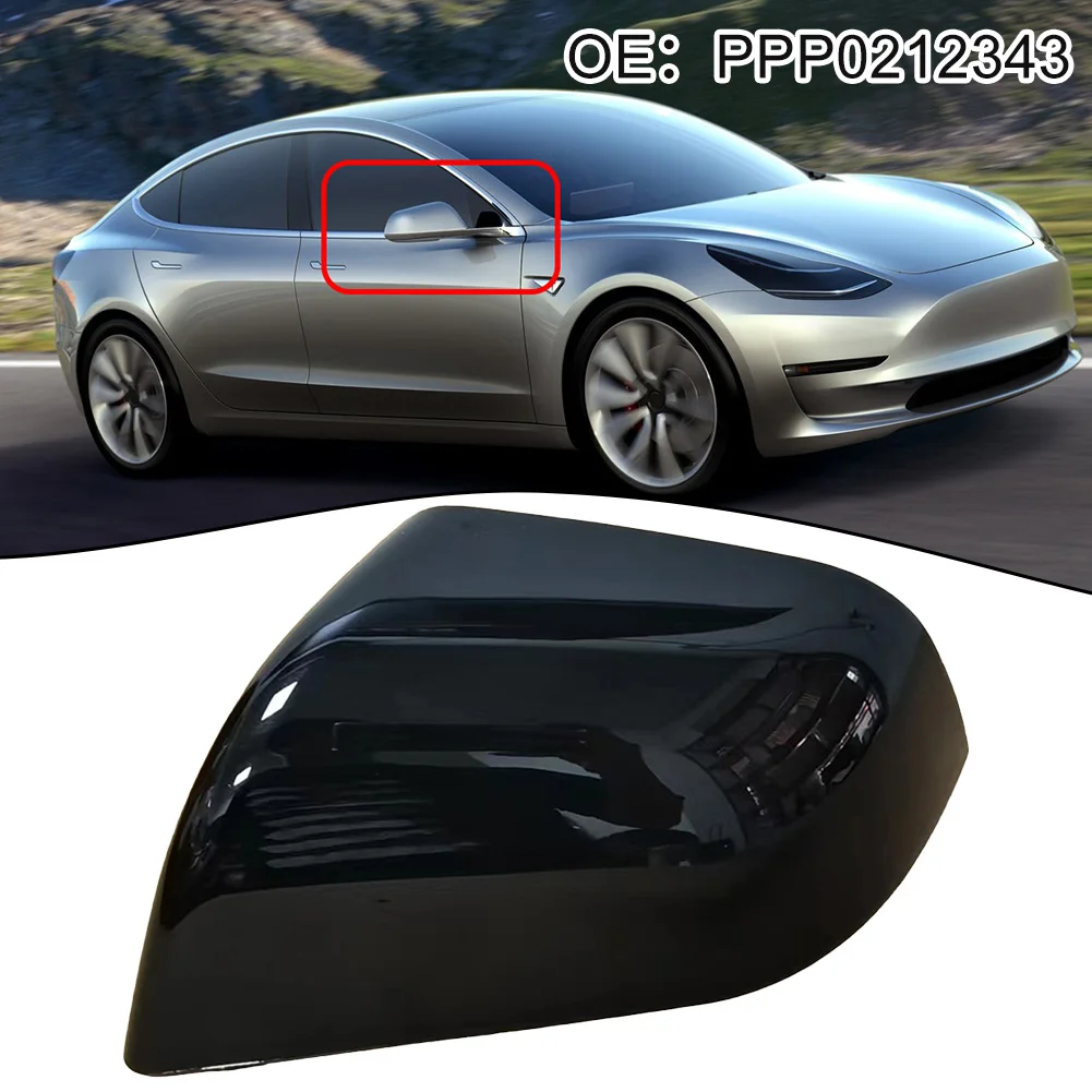 

1pc Car Right Side Door Wing Mirror Cover Black 1092292-00-D For Tesla Model 3 21-23 Side Wing Mirror Cover Cap Protector