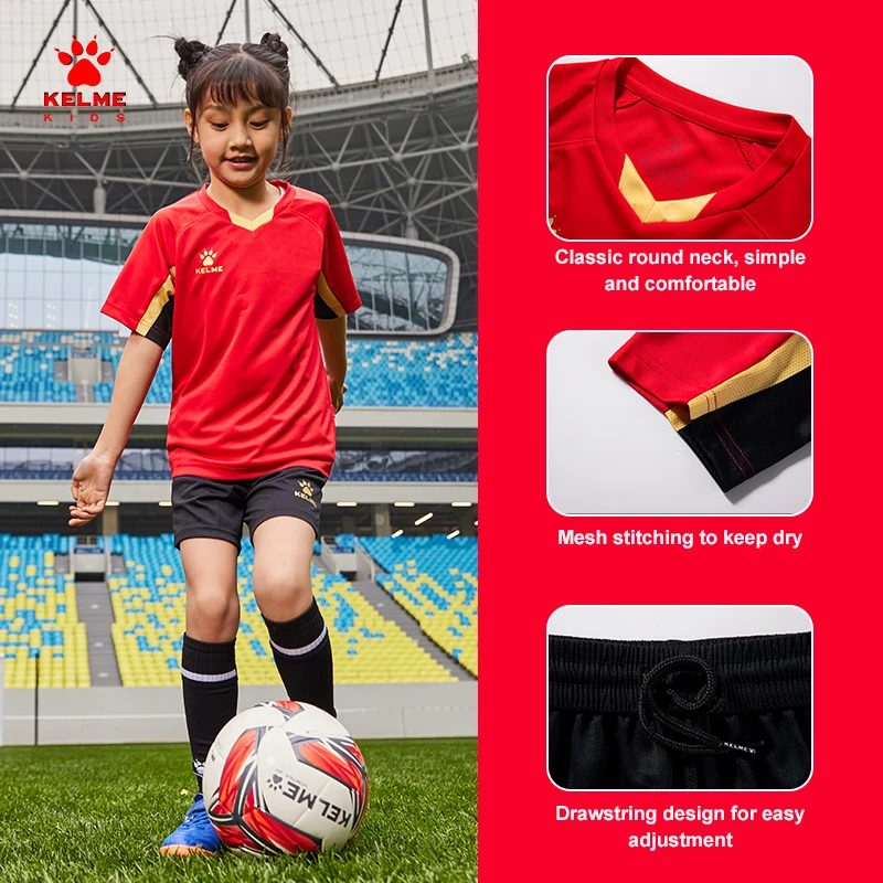 Детский футбольный костюм KELME 8251ZB3002 для мальчиков с короткими рукавами, форма для мячей, для учеников начальной школы