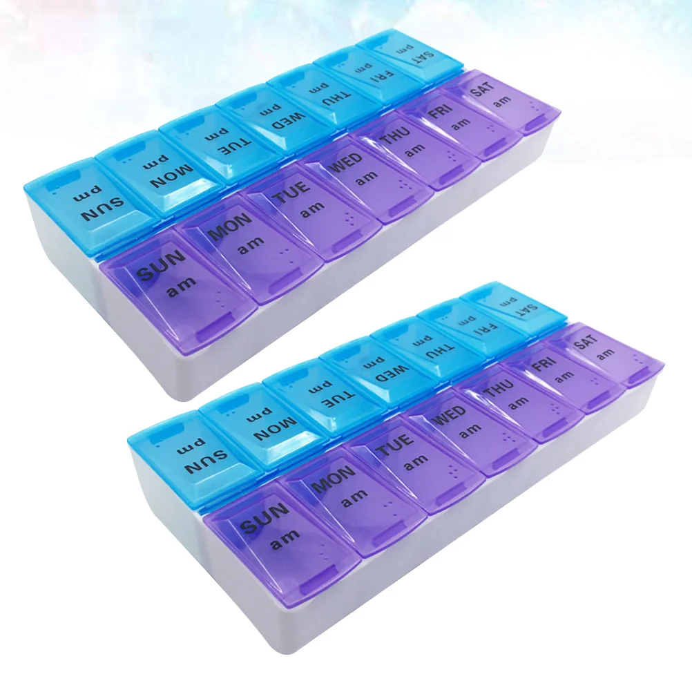

2 Pcs Storage Organizer Box Weekly Box Container Storage Box Medicines AM/PM Pillbox Carry
