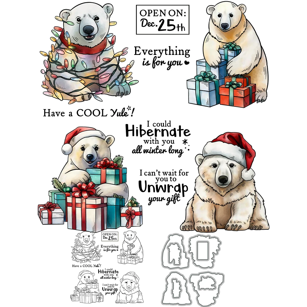 Mangocraft Рождественский зимний белый медведь вырубные штампы прозрачный штамп DIY