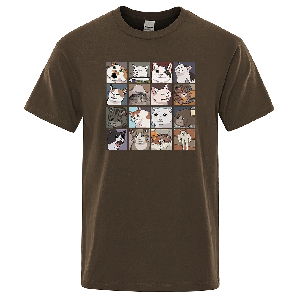 

Cartoons Animal Meme Cats T-Shirts Mens Personality Harajuku Tee Clothes O-Neck Summer Fashion Oversized 100% Cotton T Shirt