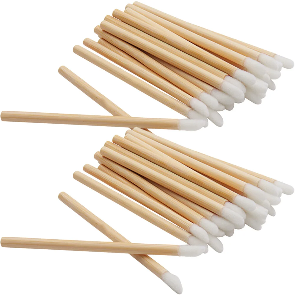 

100Pcs Wooden Lip Brush Applicator Disposable Makeup Mascara Wands Micro Brushes Lipstick Brushes Nail Gloss Makeup Tool