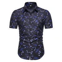 2022 new mens printed shirts male slim fit short sleeve floral print shirt casual tops 2022 new mens mandarin collar shirt