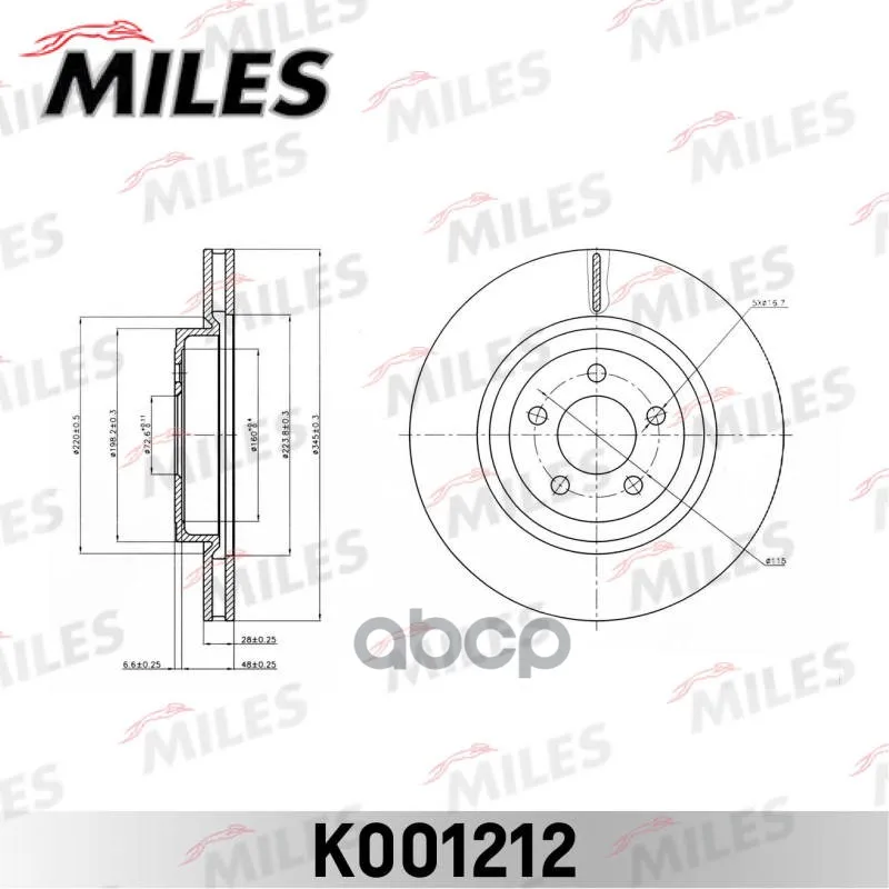Диск Тормозной Chrysler 300c 04- Передний D345мм. (Trw Df6244s) K001212 Miles арт. K001212