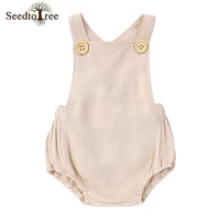 2022 summer casual solid color baby jumpsuit 0 3y sleeveless suspenders button bodysuits cotton kids rompers