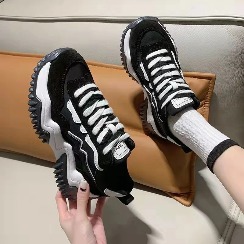 

Women's Platform Genuine Leather Shoes 2022 New Spring Fashion Retro Breathable Casual Shoes High Quality Comfy Women Sneakers