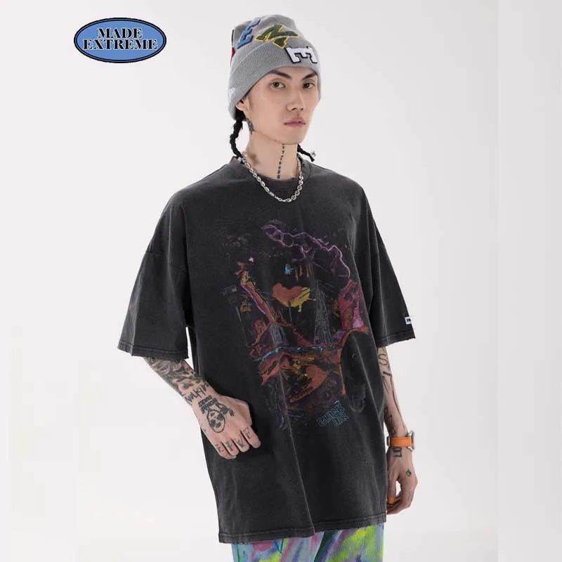 

Made Extreme Vintage graphic t shirts Casual Hip Hop Streetwear T-Shirt Harajuku Tshirt Summer High Street Short Sleeve Tops