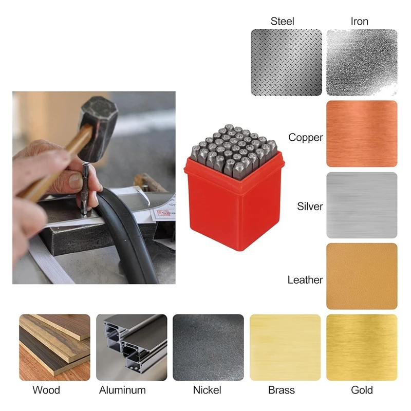 36 шт. 1/8 дюйма (3 мм) набор штампов с буквами и нижним корпусом A-Z 0-9 перфоратор для