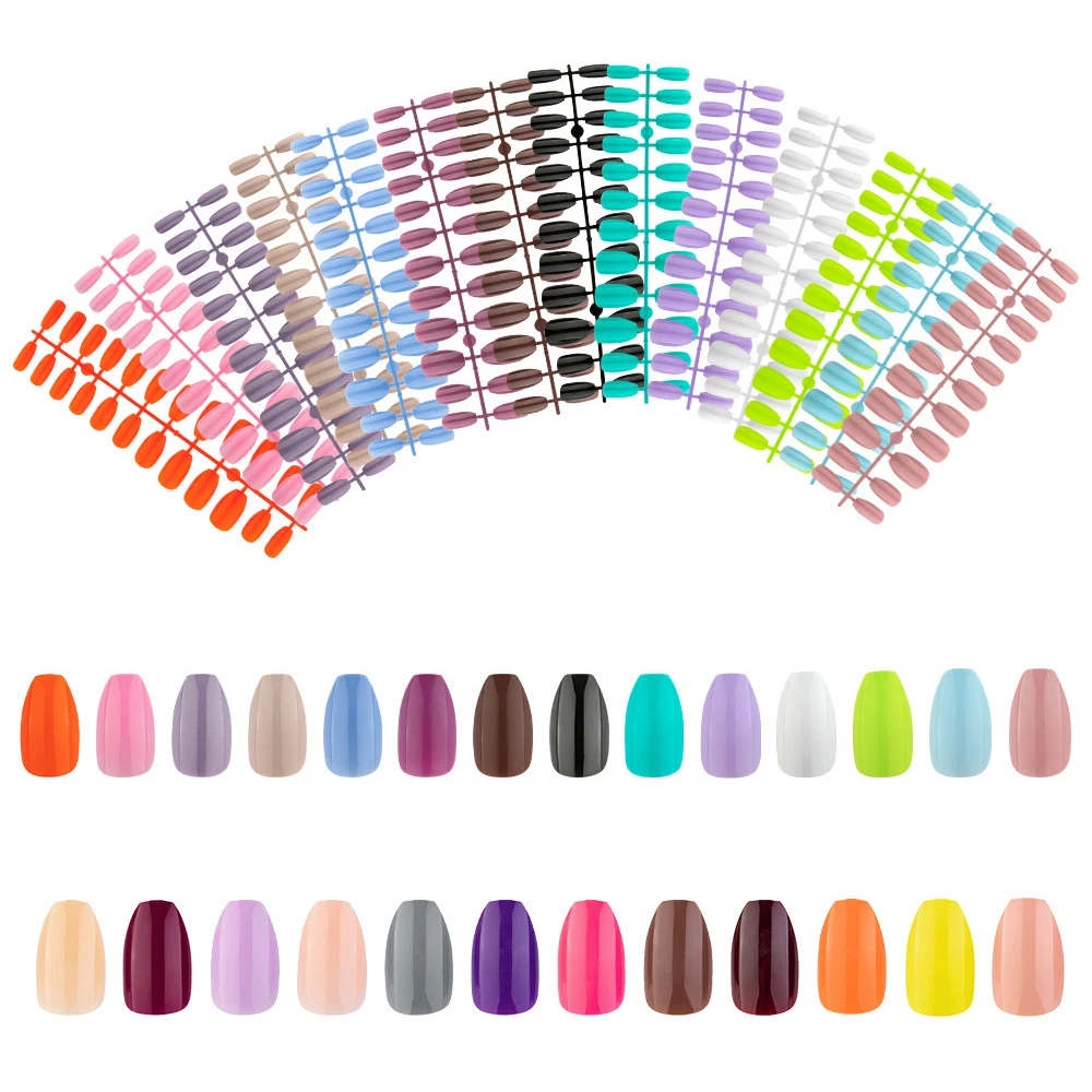 

24PCS/Pack Full Cover False Nail Tips Shiny Short Ballet Fake Nails Mold For Extension Acrylic UV Gel Display Practice Manicure