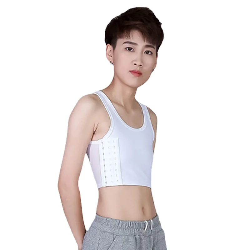 

HaleyChan Women's Stretch Mesh Chest Binder Transgender Tomboy FTM Trans Lesbian Removable Chest Pad In Corset Tank Top Crop Top