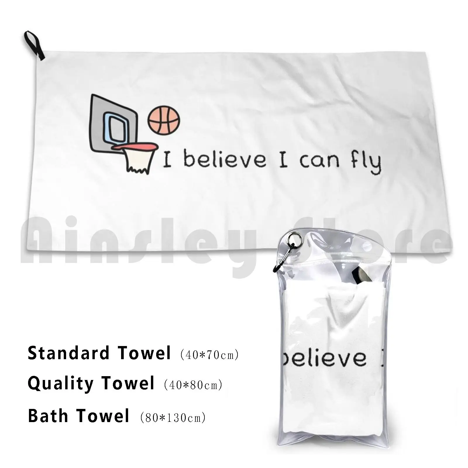Bath Towel Fly Believe Motivation Basketball Quote I Believe I Can Fly