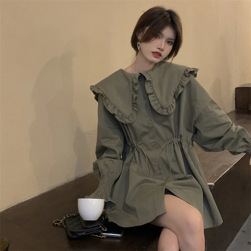 The new spot ~ make net price ghost horse girl han edition dolls horn sleeve shirt dress |
