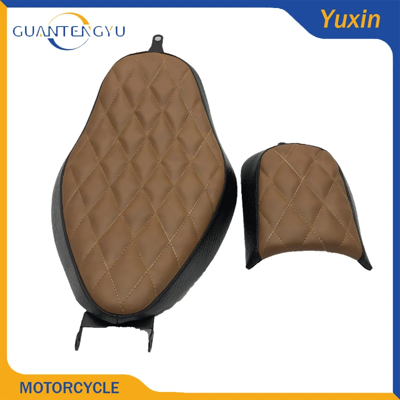 

For Harley Sportster XL 04-19 The New Motorcycle Brown Artificial Leather Rough Crafts Diamond Driver Seat+ Rear Passenger Seat