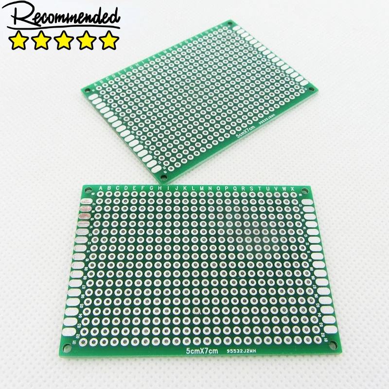 

2PCS 5X7cm 5*7cm Double Side Prototype pcb Breadboard Universal Printed Circuit Board for Arduino 1.6mm 2.54mm Glass Fiber