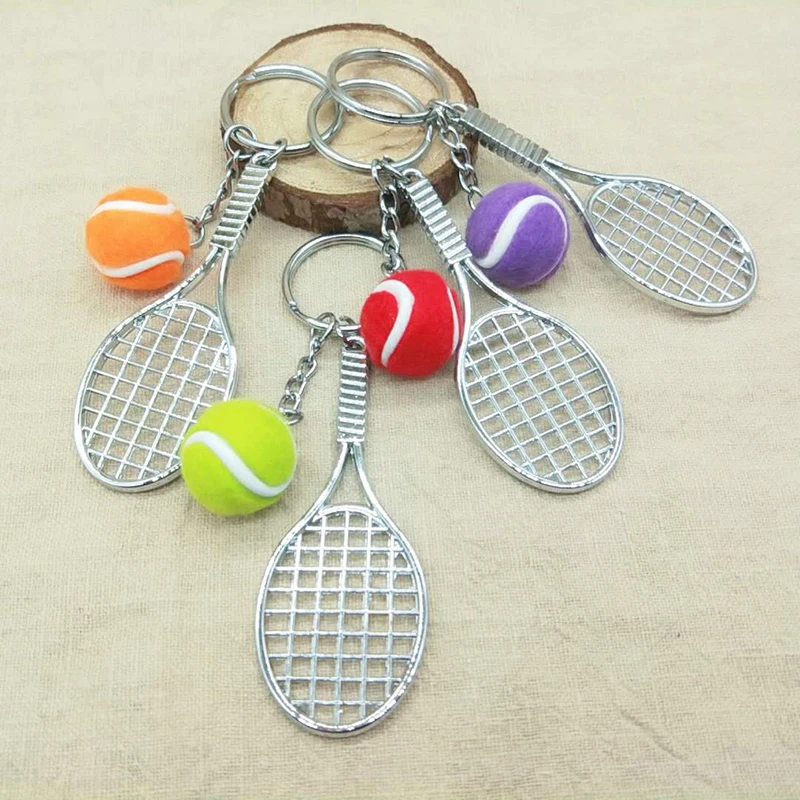 Fashion Tennis Racket Keychain Creative Simulation Tennis Ball Charm Key Chain for Handbag Purse Car keyrings Decoration Jewelry images - 6