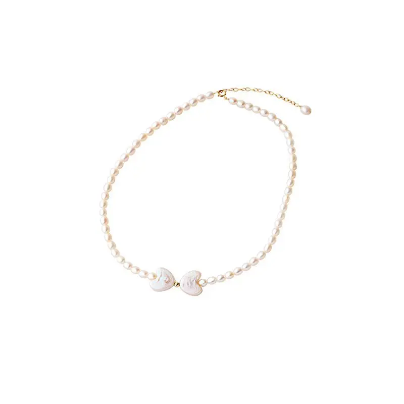 Цепочка женская с натуральным пресноводным жемчугом ожерелье кулоном в форме