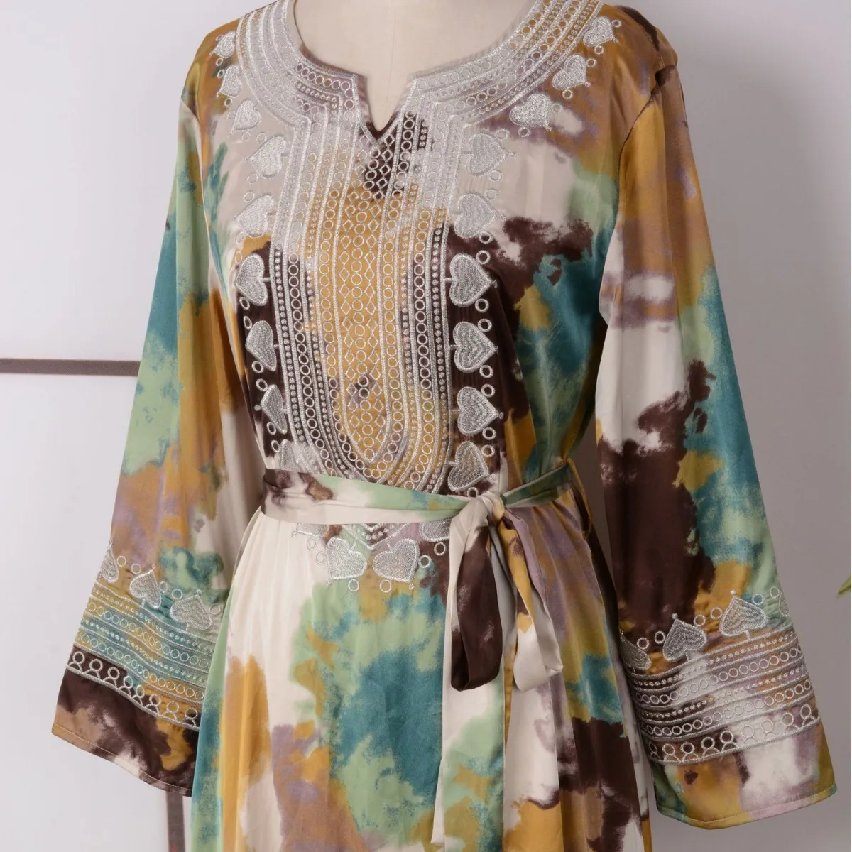 Женские Абайи с вышивкой и принтом длинное платье в стиле Дубая Турция ислам