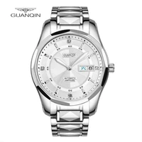 guanqin luxury business mechanical automatic mens watch stainless steel strap day display waterproof japanese movement clock