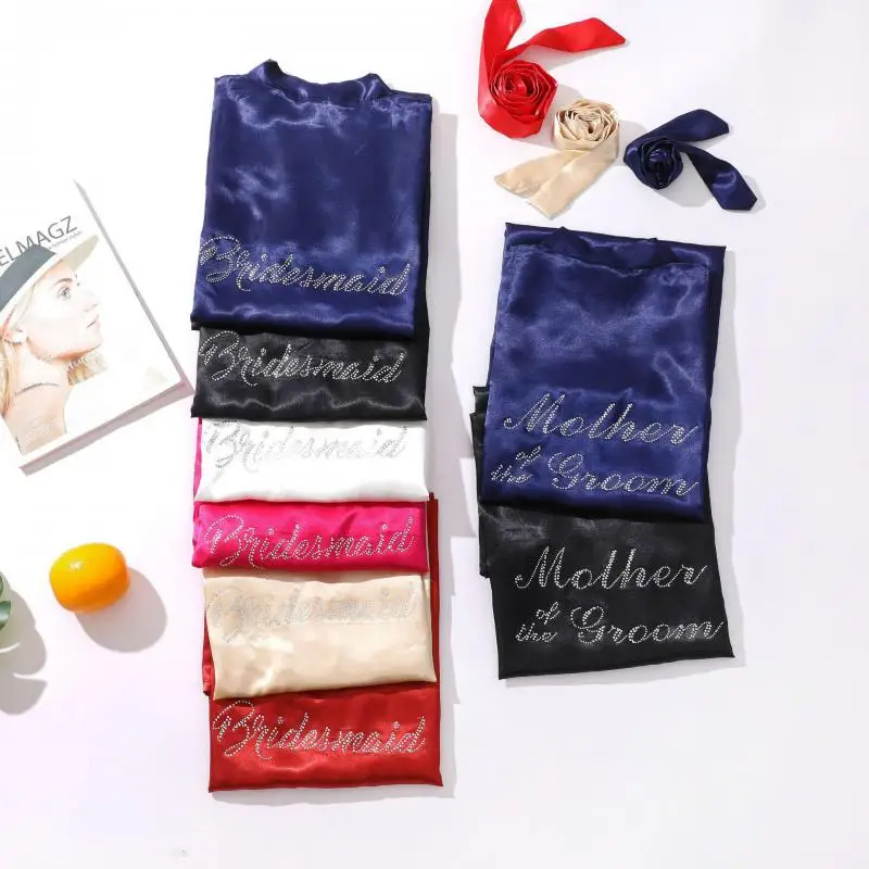 

Bride Bridesmaid Wedding Robe Female Nightgown Sexy V-Neck Satin Home Dressing Gown Loungewear Nightwear Kimono BATHROBE