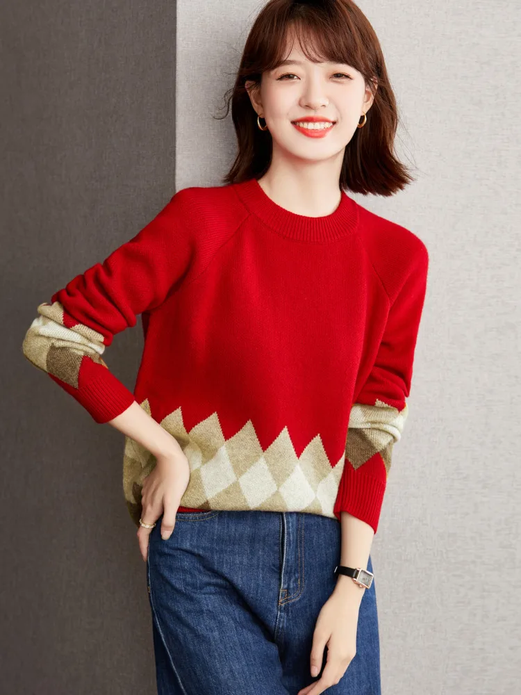 

Autumn And Winter Women's Knitted Sweater 2023 New Korean Fashion Round Neck Long Sleeve Loose Pullover Ladies Jumper Knitwear