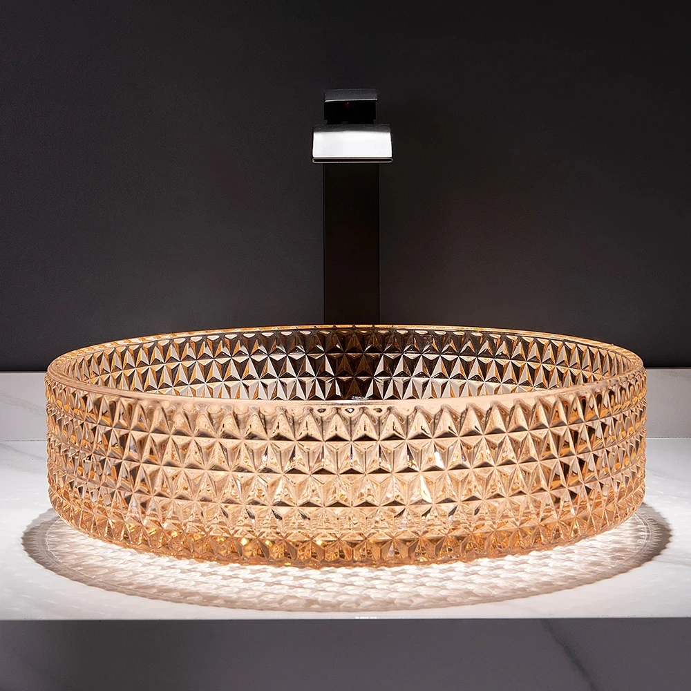 Раковина из хрустального стекла круглая раковина в европейском стиле черная для