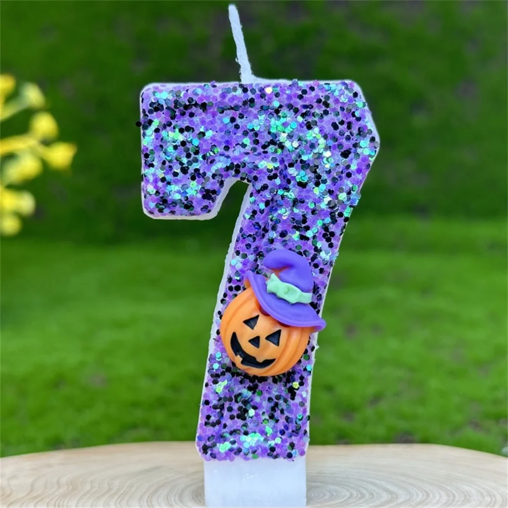 1 шт. новая фантазия на Хэллоуин фиолетовая тыква голова день рождения свеча торт