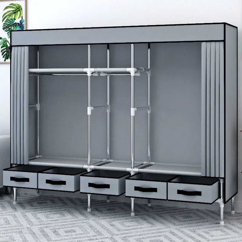 

Simple Wardrobe Drawer Cloth Wardrobe Steel Pipe Thickening Reinforced Rental Room Home Bedroom Storage Assembly Hanging Clothes