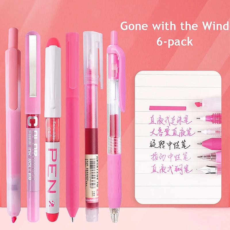 

Набор Из 6 Гелевых Ручек Kawaii, Разные Цвета (фиолетовый/розовый/зеленый), С Жидкими Чернилами, Для Школы И Офиса