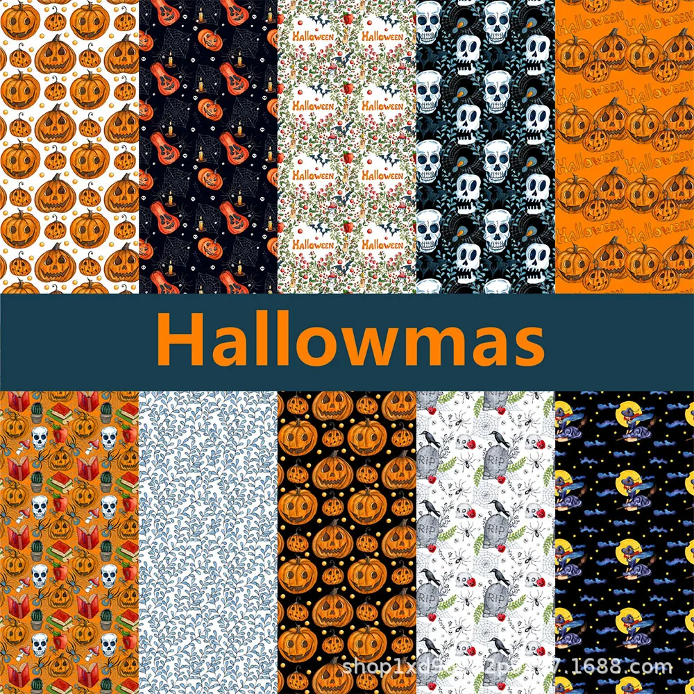 

10 шт. 50*50 см 25*25 см европейский и американский Хэллоуин призрак тыква череп декоративная ткань группа 100% хлопок ткань