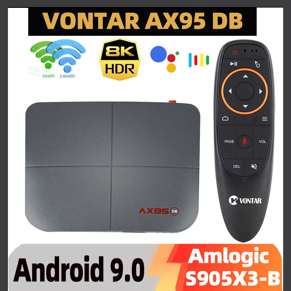 

AX95 DB Smart TV Box Android 9 AX95db 8K Max 4GB RAM 128GB Amlogic S905X3 Support Dolby BD MV ISO Dual Wifi 4K 60fps Set top Box