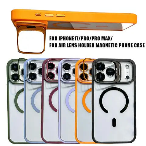 Магнитный противоударный чехол для телефона IPhone 17 Air 17 Pro/Pro Max с подставкой, прозрачный чехол, аксессуары