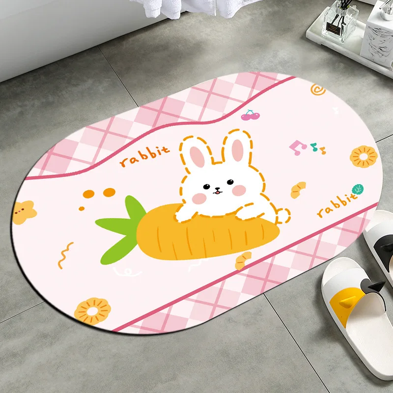 

Water-absorbing Quick-drying Door Mats Non-slip Mats Carpet Cartoon Diatom Mud Mats Cute Bathroom Door Mats Bathroom Rug Set