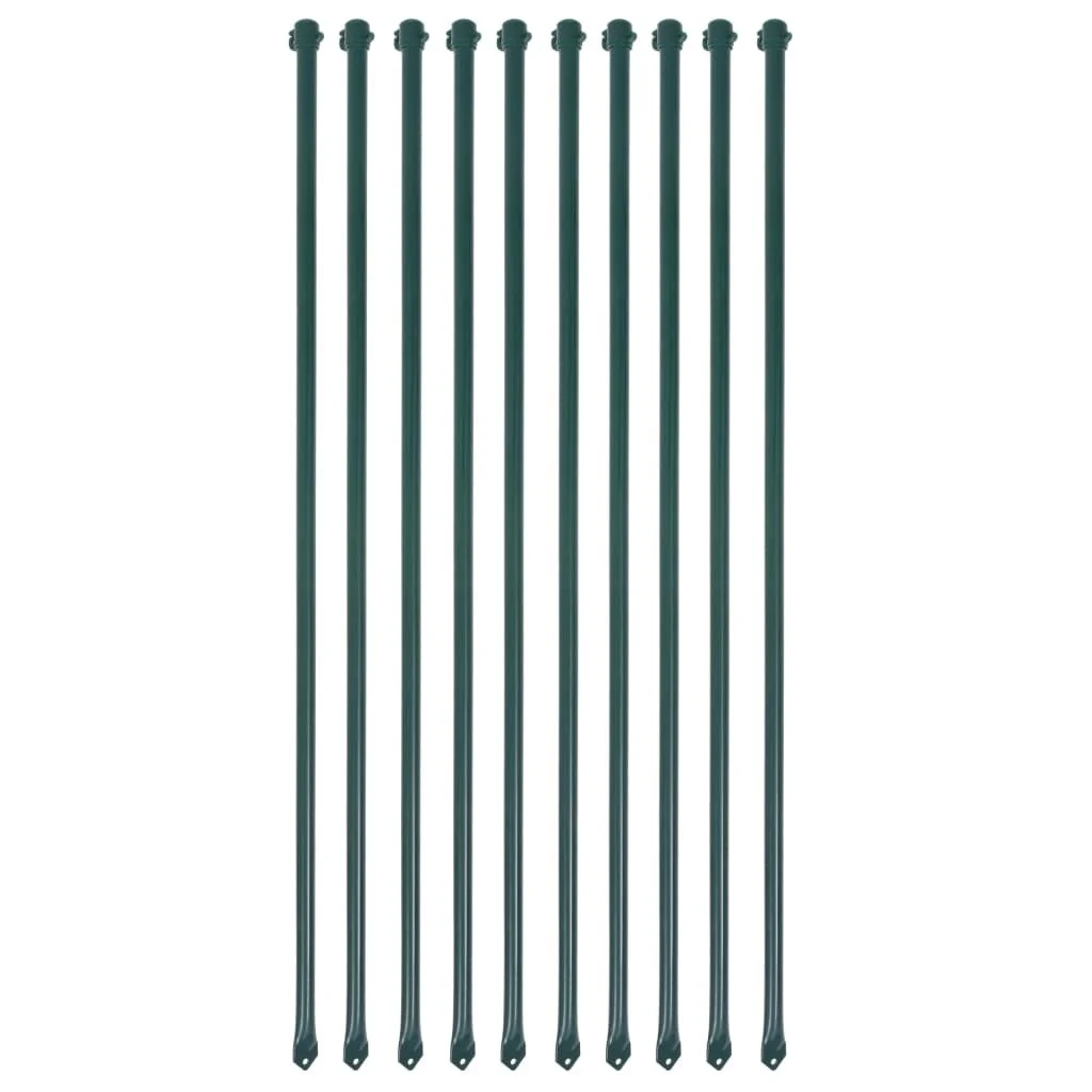 

Garden Posts 10 pcs 39.4" Metal Green