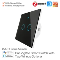 tuya zigbee wall touch smart light switch with 123gang smart life voice control work with alexa and google home assistant