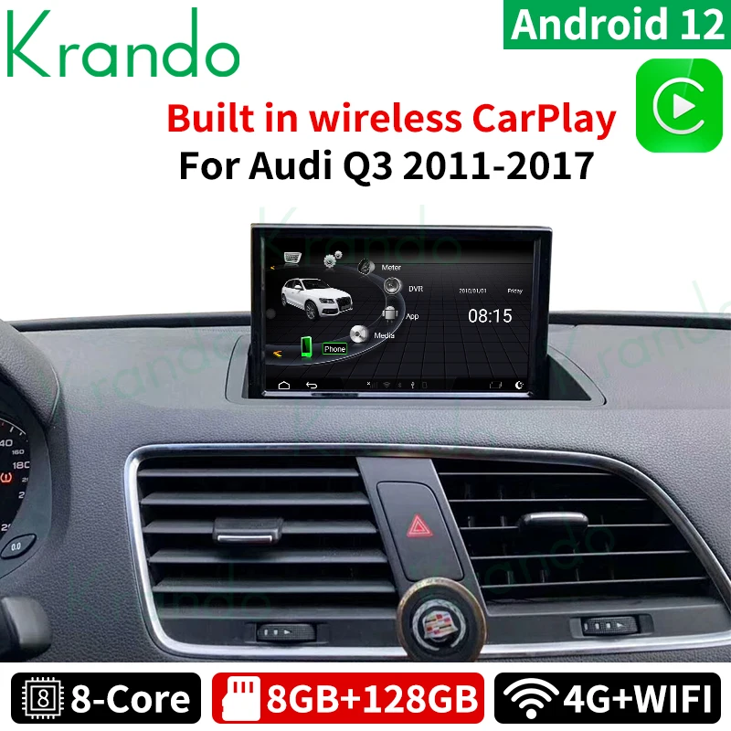 

Krando Android 12.0 8'' Audio Stereo Navigation GPS Car Radio For Audi Q3 2011 - 2017 Wireless Carplay Multimedia Flip Screen