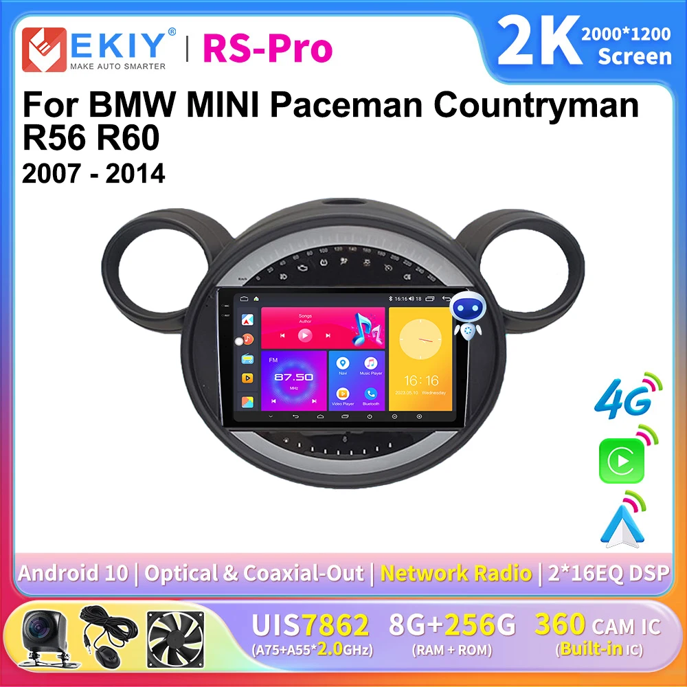 

EKIY CarPlay Android Auto Radio For BMW MINI Paceman Countryman R56 R60 2007-2014 Multimedia Video Player 2K Screen Stereo GPS