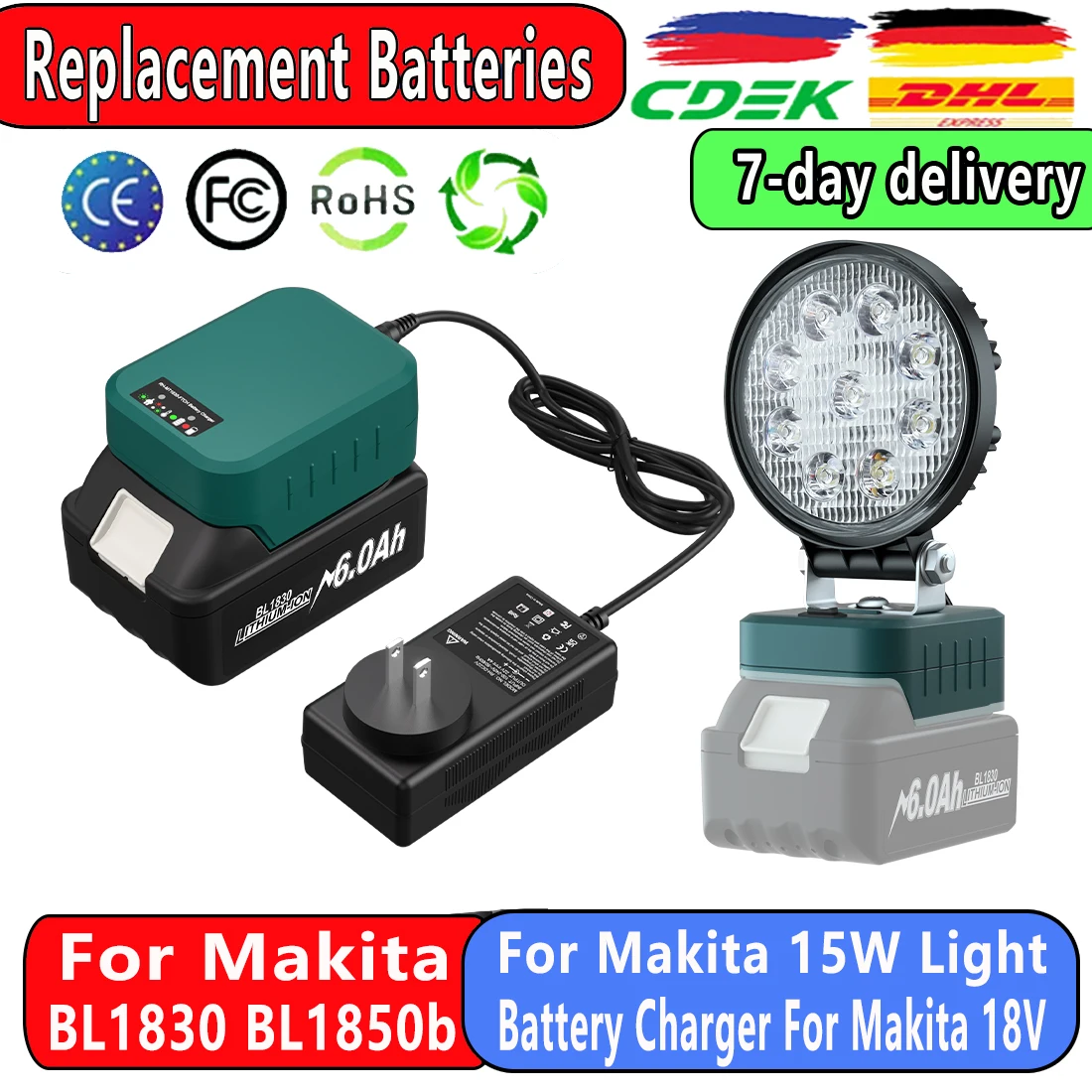 Аккумуляторная батарея powtree для Makita литий-ионный аккумулятор 6 0 Ач 18 в LXT BL1860B