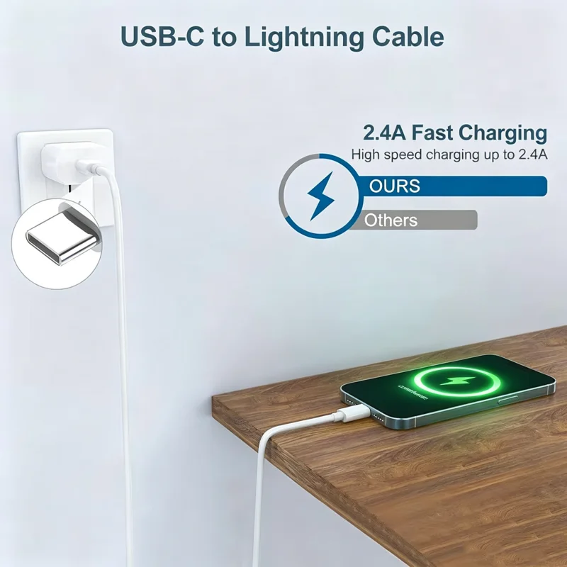 Фото Кабель Lightning PD 20 Вт, тип C, для быстрой зарядки, сертифицированный MFI, для iPhone 14, 13, 12, 11 Pro Max, XS Max, XR, 6, 7, 8 №3