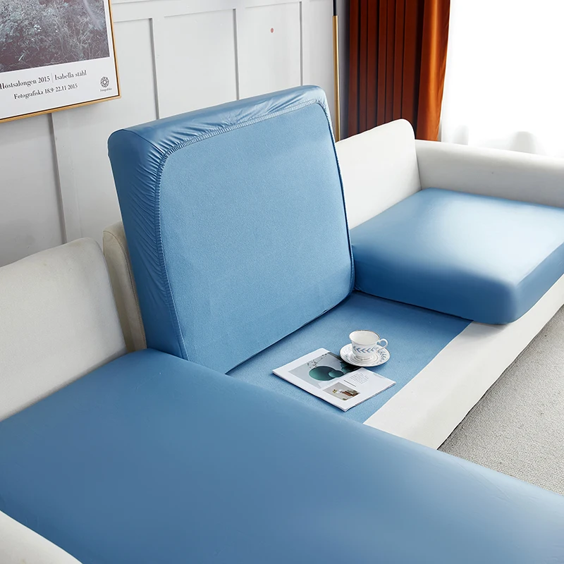 

Elastic Solid Color Waterproof Sofa Cushion Cover PU Leather Sofa Cover Decorative Furniture 3 Seater Reclining Sofa Cover