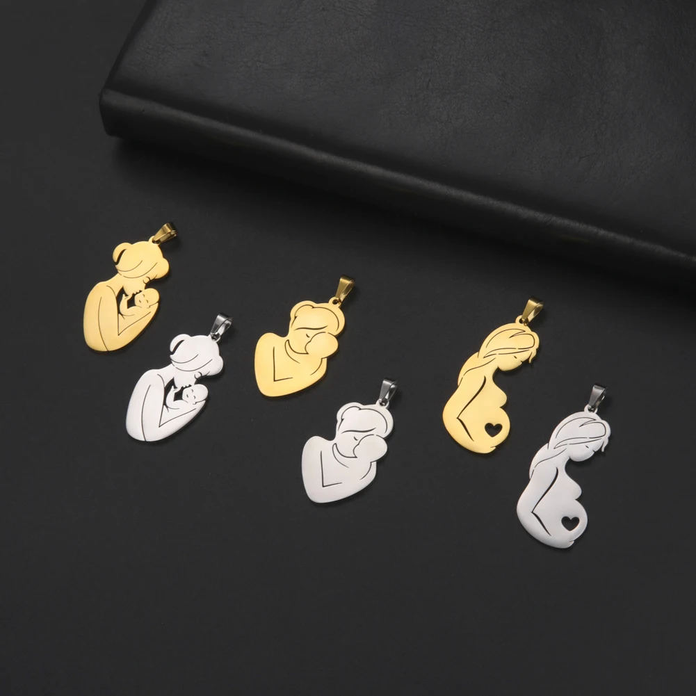 

Skyrim Family Mom Kids Charms DIY Accessories for Necklace Jewelry Making Stainless Steel Gold Color Pendants Mother's Day Gift