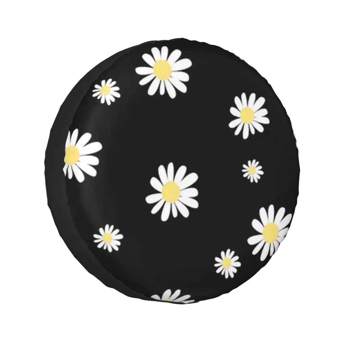 

White Daisy Spare Tire Cover Universal Waterproof Protection Wheel Cover Fit for Jeep Trailer RV SUV Camper Vehicle