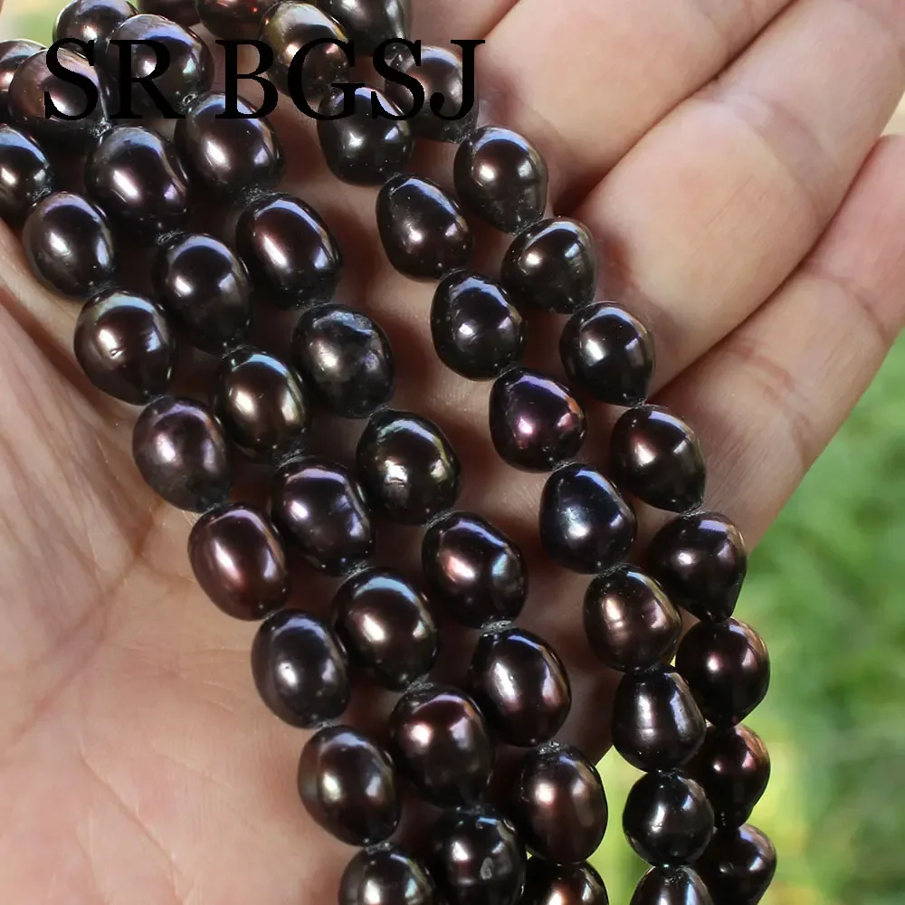 10-11 мм 14 дюймов черный натуральный пресноводный жемчуг рис изготовление