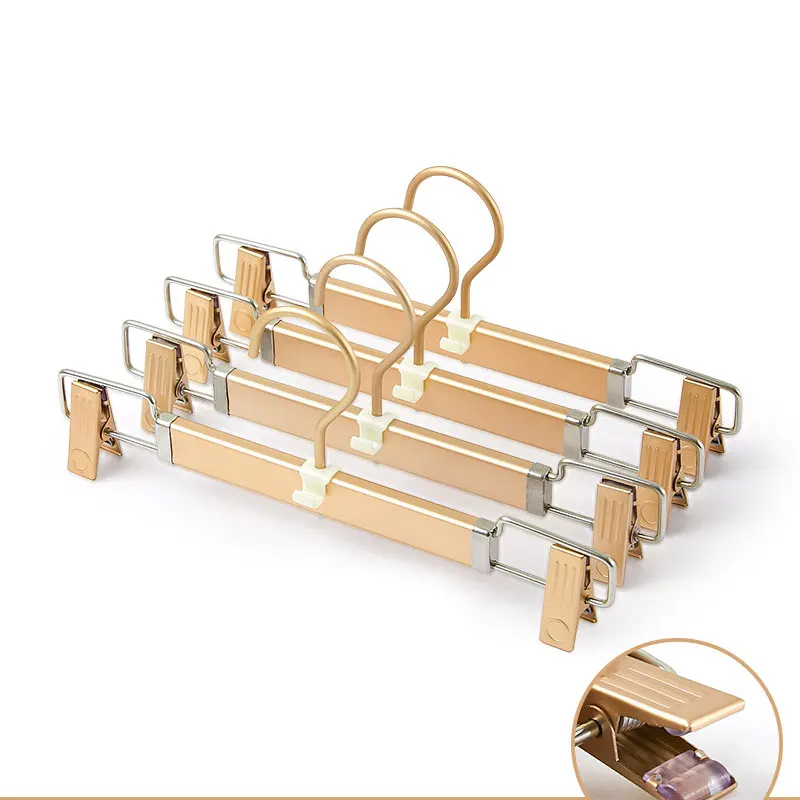 

5pcs Trouser Hangers Aluminium Alloy Trouser Clips Wardrobe Storage Clothes Skirt Pants Drying Rack Adjustable Metal Hanger