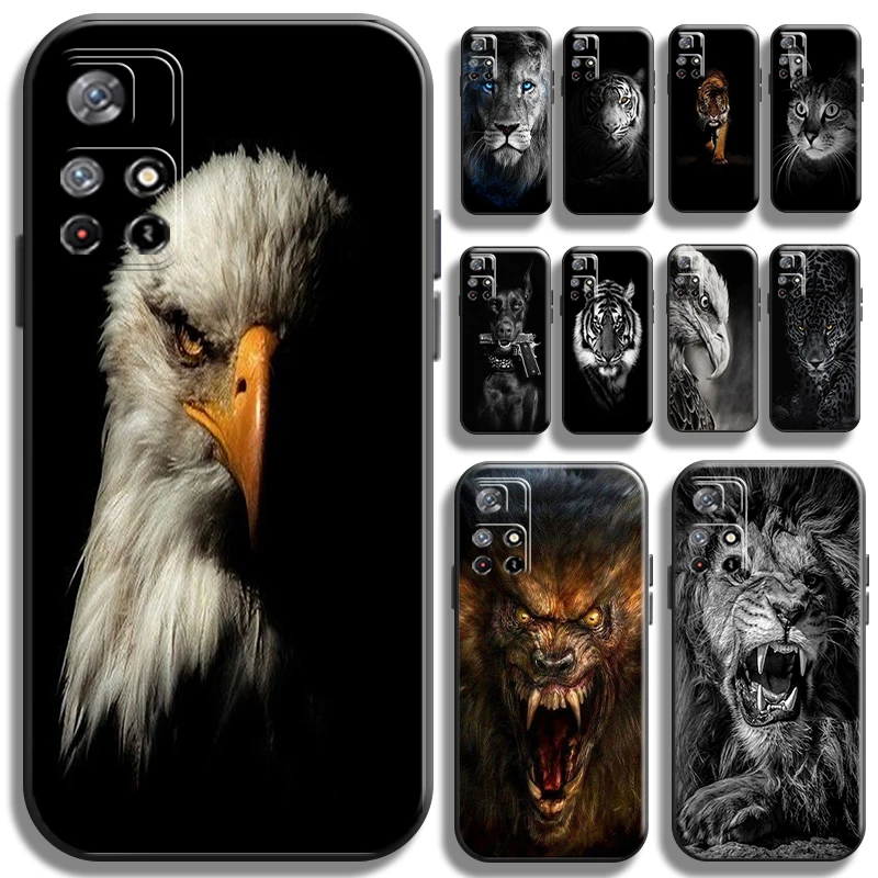 

Tiger Lion Cat Dog Eagle Wolf Leopard Phone Case For Xiaomi Redmi Note 11 5G 11T Pro Shockproof Cover Back Shell Carcasa Cases