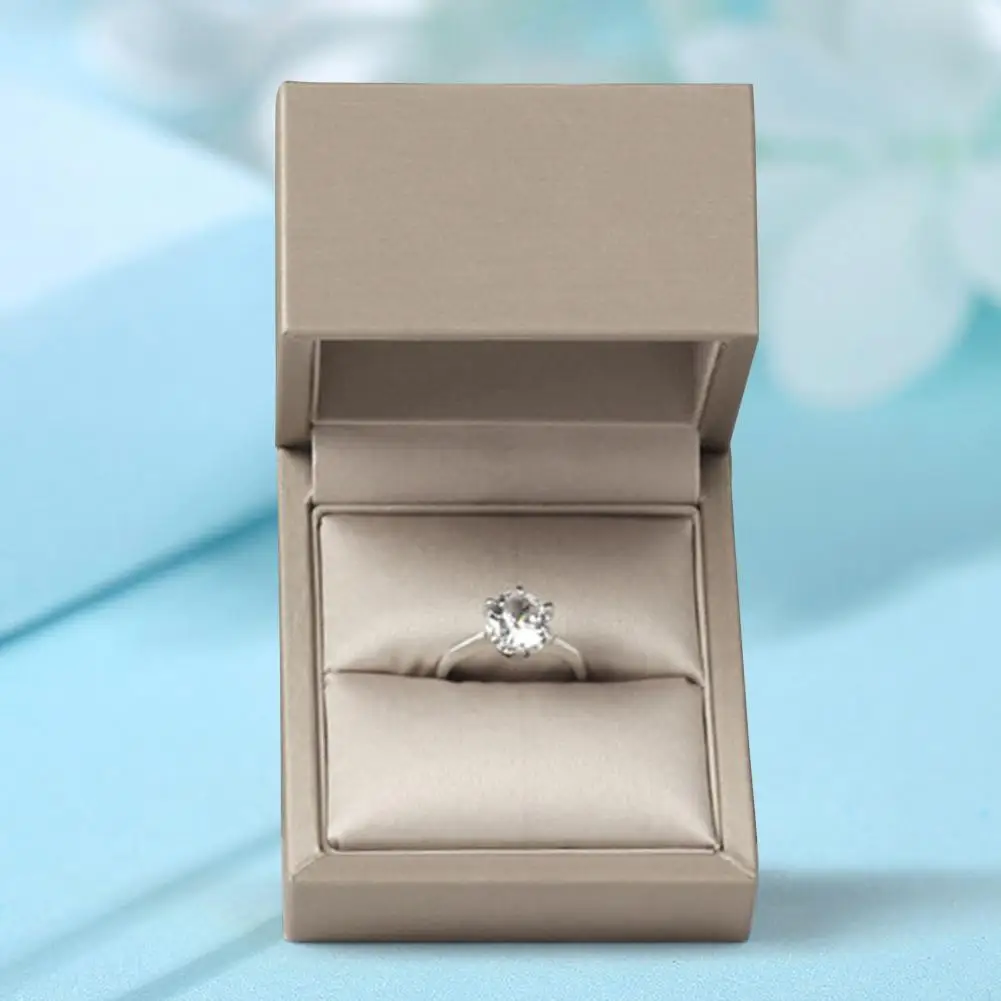 

Ring Holder Square Smooth Faux Leather Space-saving Solid Color Jewelry Box for Home