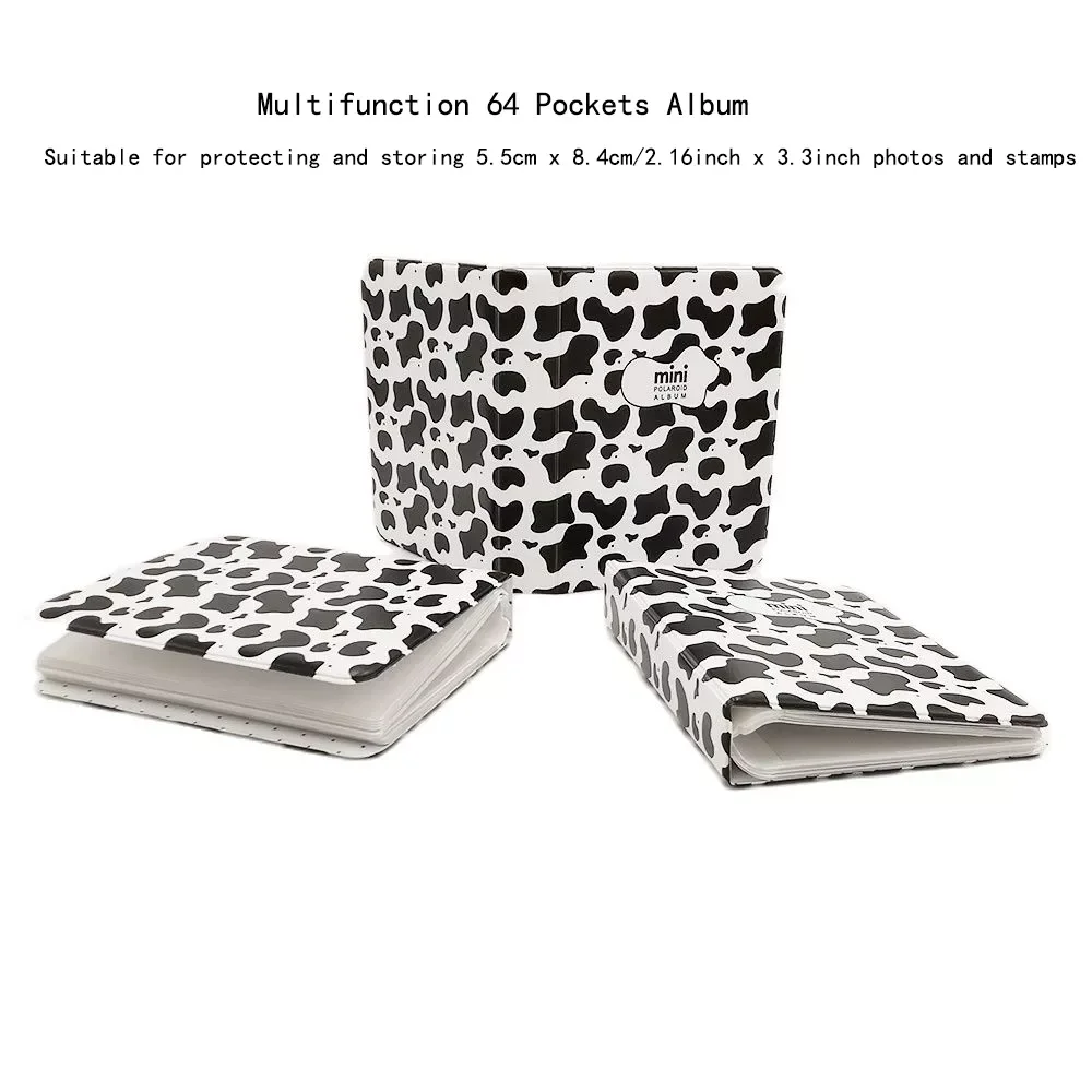 

Pockets 3inch Photo Album Instax Mini Cow Pattern Photo Albums Postage Stamp Collection Book Home Decoration Photocard Holder